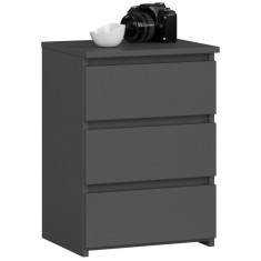 Comoda, placa laminata, 3 sertare, gri grafit, 40x35x56.8 cm