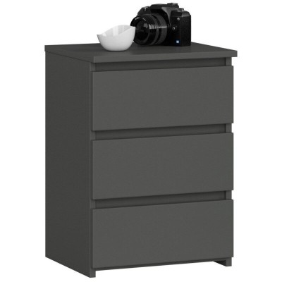 Comoda, placa laminata, 3 sertare, gri grafit, 40x35x56.8 cm foto