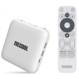 TV Box Mecool KM2 Smart Media Player Alb, 4K, RAM 2GB, ROM 8GB, Android TV 10, Amlogic S905X2 Quad Core, 2T2R, Chromecast, Control vocal