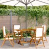 Gossi scaune de gradina rabatabile 4 buc., textil alb crem/lemn masiv