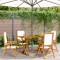 Gossi scaune de gradina rabatabile 4 buc., textil alb crem/lemn masiv