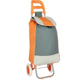 Carucior de piata pliabil Grunberg, 40 l, cu 2 roti, Gri/Portocaliu