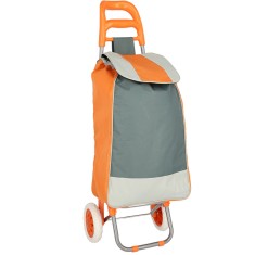 Carucior de piata pliabil Grunberg, 40 l, cu 2 roti, Gri/Portocaliu