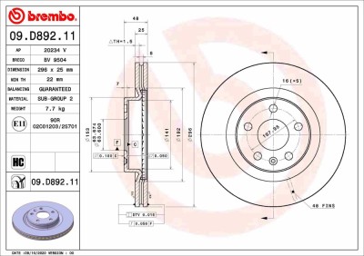 BREMBO 09.D892.11 PRIME LINE - UV Coated Disc frana foto