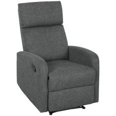 HOMCOM Fotoliu de relaxare, fotoliu de odihnă reglabil cu suport pentru picioare ajustabil, fotoliu de living modern cu material textil, Gri | Aosom R