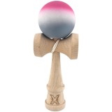 Kendama X Originala, Profesionala, Cyrax, din Lemn, Rubber Grip, 18 cm, Roz/Alb/Gri
