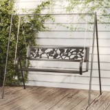 Cumpara ieftin Bancă balansoar de grădină, negru, 125 cm, oțel și plastic