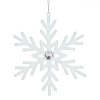 Ornament Brad Crăciun, Model Fulg Zăpadă, Culoare Alb, Glitter, Dimensiune 15 cm, Oem