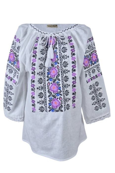 Bluza dama tip ie RD24, alb/mov marimea S