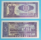 Moldova (p#6) 5 Lei 1992 UNC &#039;Prima emisie de Lei&#039; serie: B.0022 852081