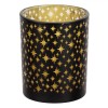 Suport Lum&acirc;nare Pastilă, Negru Auriu, 12.5x10cm, Stele, Sticlă, Oem