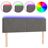 Cumpara ieftin Tablie de pat cu LED, gri inchis, 144x5x78/88 cm, catifea