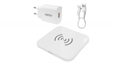 Choetech set &amp;icirc;ncărcător wireless Qi 10W pentru căști negru (T511-S) + &amp;icirc;ncărcător de perete EU 18W alb (Q5003) + cablu USB - microUSB 1,2 m alb foto