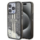 Husa pentru Apple iPhone 15 Pro, Guess, Liquid Glitter Gold Stripe, Neagra GUHCP15LLFCSEGK