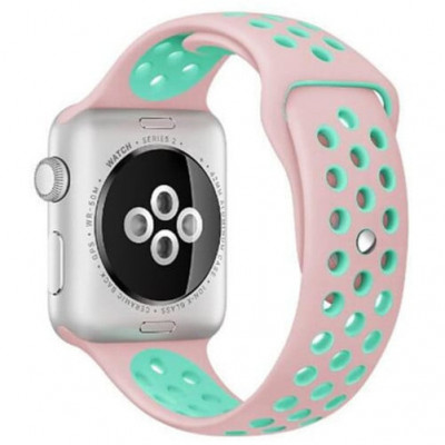 Curea iUni compatibila cu Apple Watch 1/2/3/4/5/6/7, 40mm, Silicon Sport, Pink/Blue foto