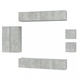 Cumpara ieftin Set dulap TV, 8 piese, gri beton, lemn prelucrat