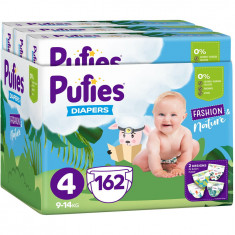 Scutece Pufies Fashion&amp;Nature, Monthly Pack, 4 Maxi, 9-14 kg, 162 buc