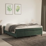 VidaXL Pat box spring cu saltea, verde &icirc;nchis, 180x200 cm, catifea
