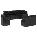 Cumpara ieftin Set mobilier de gradina cu perne, 8 piese, negru, poliratan