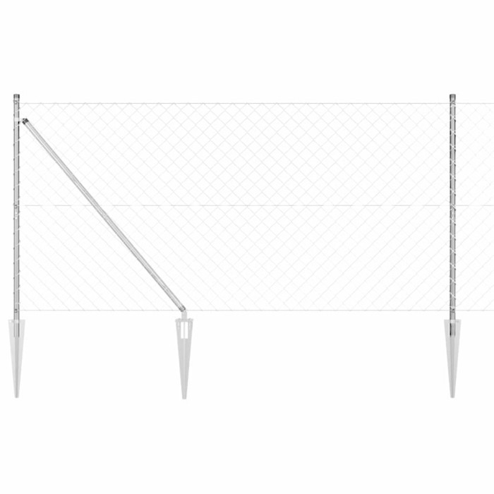 vidaXL &Icirc;mprejmuire din plasă cu st&acirc;lpi Argintiu 1.2 x 25 m Oțel