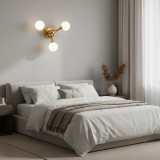 Aplica decorativa de perete ELEKTRA aurie, 40x28 cm, 3xG9, metal si sticla