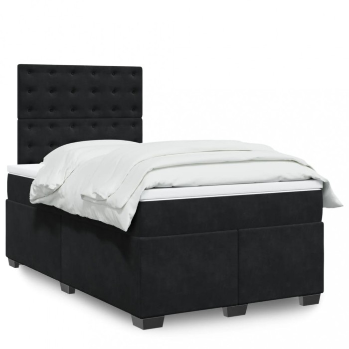 vidaXL Pat box spring cu saltea, negru, 120x200 cm, catifea 3293196