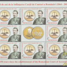 ROMANIA 2014 LP 2026 c 150 ani Curtea de Conturi minicoli 8+1v, 2 valori MNH