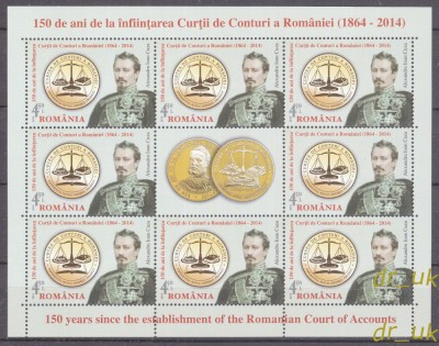 ROMANIA 2014 LP 2026 c 150 ani Curtea de Conturi minicoli 8+1v, 2 valori MNH foto