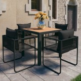 VidaXL Set mobilier masă de grădină, 5 piese, negru și maro, ratan PVC