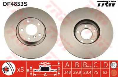 Disc frana BMW X5 (E70) (2007 - 2013) TRW DF4853S foto