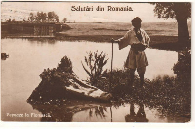 SV * PEISAJ LA FLOREASCA * azi cartier in Bucuresti circulata 1910 RARA !!! foto