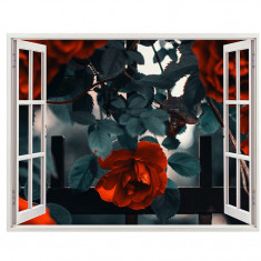 Autocolant decorativ, Fereastra, Arbori si flori, Multicolor, 83 cm, 525ST
