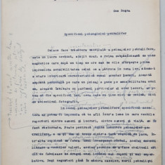 PEISAJE PETROLIFERE de GEO BOGZA - MANUSCRIS DACTILOGRAFIAT CU CORECTURI OLOGRAFE ALE AUTORULUI , ADRESAT ZIARULUI - VREMEA - DATAT 4 FEBRUARI