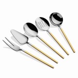 Cumpara ieftin Set ustensile servire 5 bucati Carre Auriu 23.5x23.5x4 cm