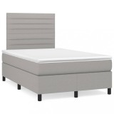 Cumpara ieftin Pat box spring cu saltea, gri deschis, 120x200 cm, textil