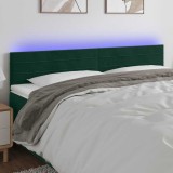 vidaXL Tăblie de pat cu LED, verde &icirc;nchis, 180x5x78/88 cm, catifea 3121815