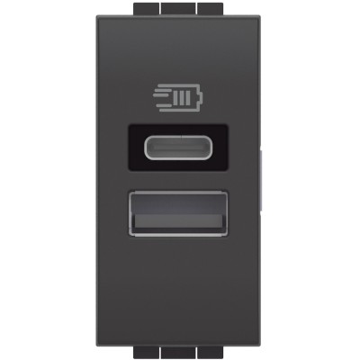 Priza USB 1M Tip A+C 5V Living Light Bticino antracit L4191AC foto