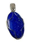 Pandantiv cu Lapis Lazuli, fir metalic argintiu, Albastru, 6 cm