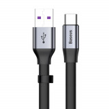 Cablu Plat Simplu Baseus USB / USB Tip C SuperCharge 5A 40W &Icirc;ncărcare Rapidă 3.0 QC 3.0 23cm Gri (CATMBJ-BG1)