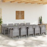 vidaXL Set de masă pentru grădină 11 pcs Gri deschis Rattan poli