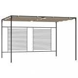 Pavilion gradina, acoperis retractabil gri taupe 3x4x2,3 m 180 g m &sup2;