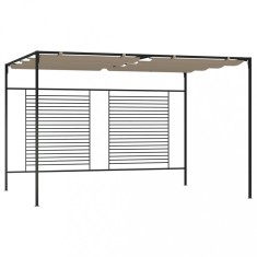 vidaXL Pavilion grădină, acoperiș retractabil gri taupe 3x4x2,3 m 180 g/m&sup2; 313624