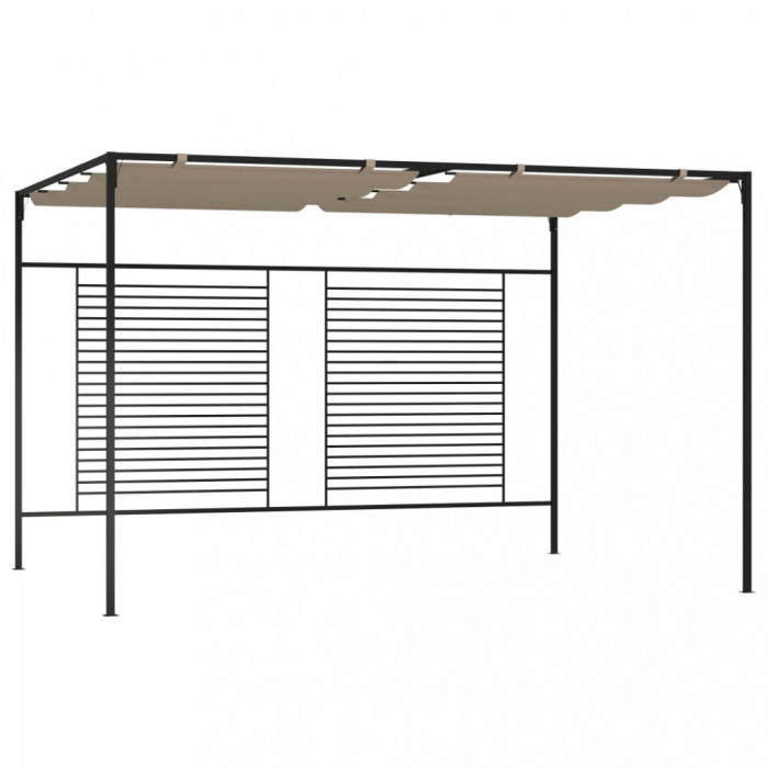 Pavilion gradina, acoperis retractabil gri taupe 3x4x2,3 m 180 g/m&sup2; GartenMobel Dekor