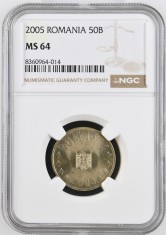 Romania, 50 Bani 2005 MS64 NGC
