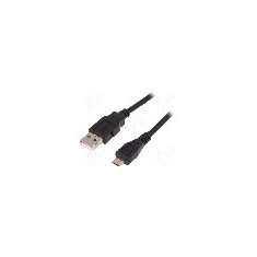 Cablu USB A mufa, USB B micro mufa, USB 2.0, lungime 1.8m, negru, QOLTEC - 52326