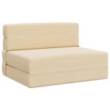 vidaXL Canapea Pliantă cu Pat Crem 190 x 100 x 15 cm 900116