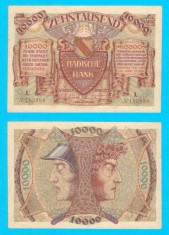 Germania (p#S910) 10.000 Mark 1923 aUNC &#039;Badische Bank&#039; serie: 185090