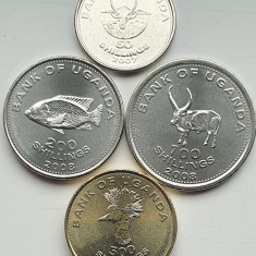 set 4 monede Uganda 50, 100, 200, 500 shillings 2007 - 2015 UNC - A026