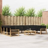 vidaXL Set de canapele de exterior cu pernă 10 pcs Alb și negru 3389094