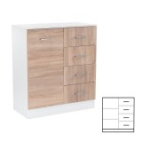 Comoda Miami, 1 usa + 4 sertare, 80x92 cm, stejar sonoma-alb, PAL, living, dormitor, hol